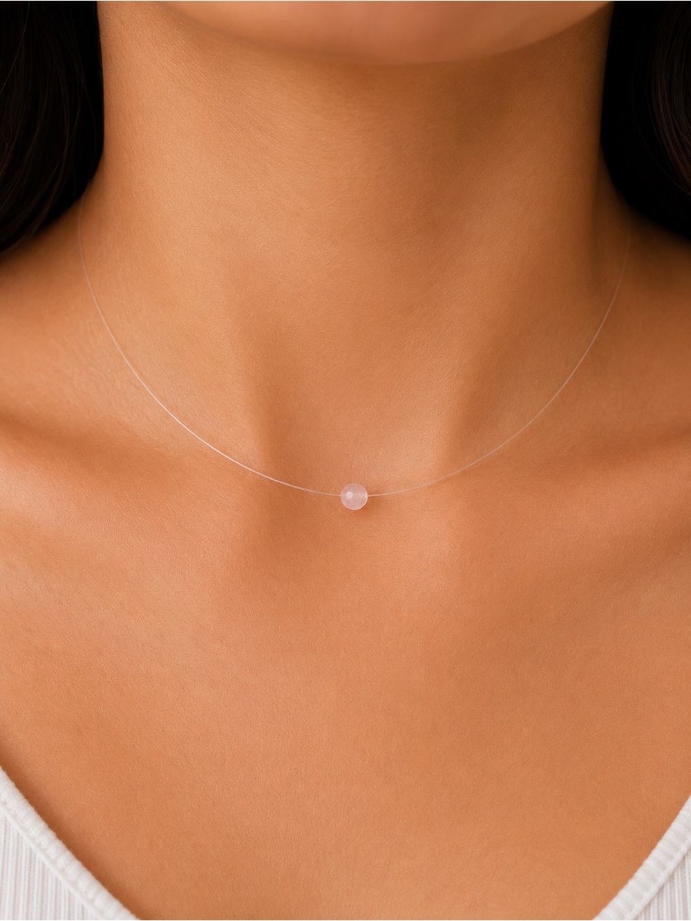 Rose Quartz Floating Necklace | Genuine Rose Quartz Crystal Necklace | Healing